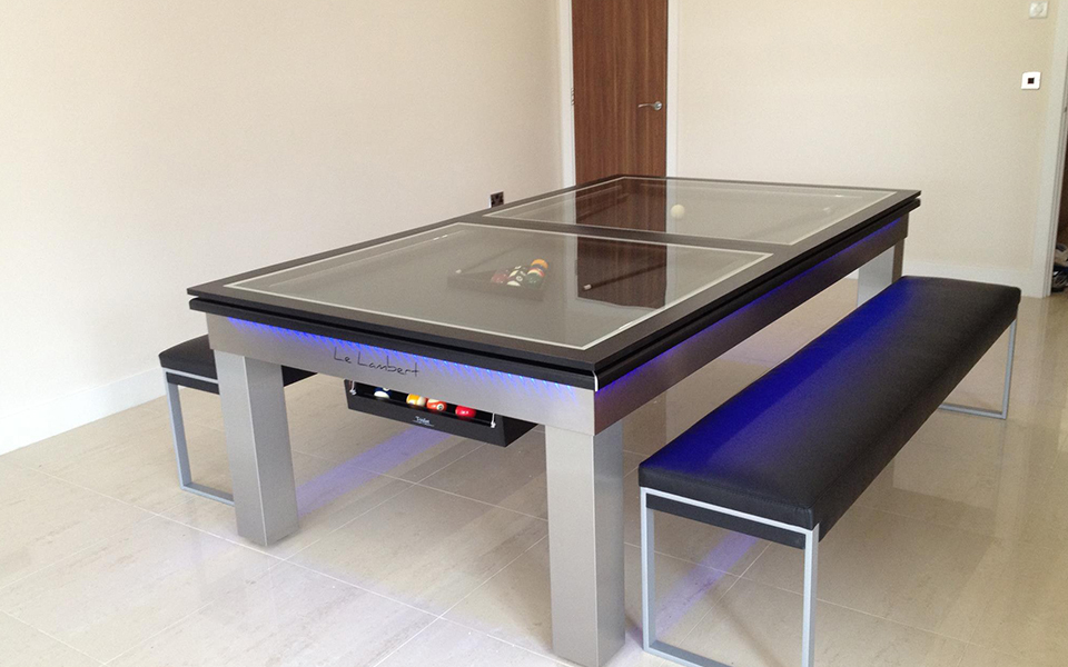 Acheter billard Lambert Table avec plateau table à manger en verre - noir et inox - Billards Toulet