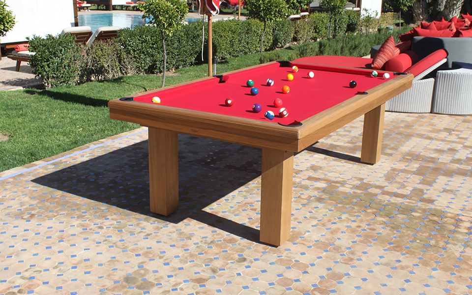 billard teck bois tapis rouge - billard contemporain extérieur - billard Toulet