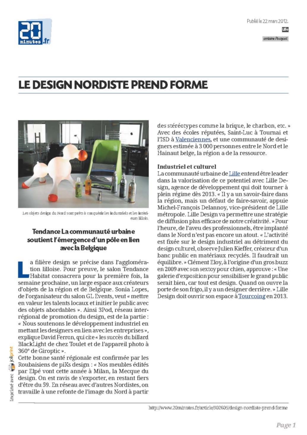 Article 20minutes.fr – El diseño norteño toma forma