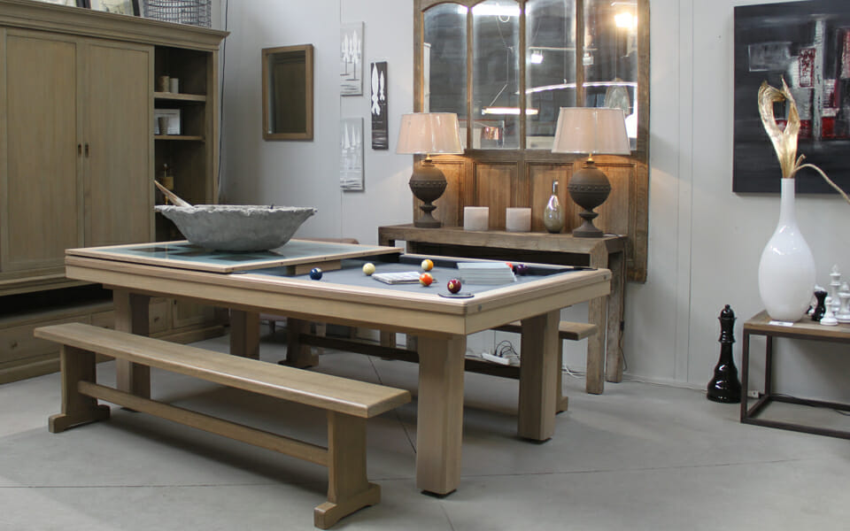 billard Moderne en bois avec bancs