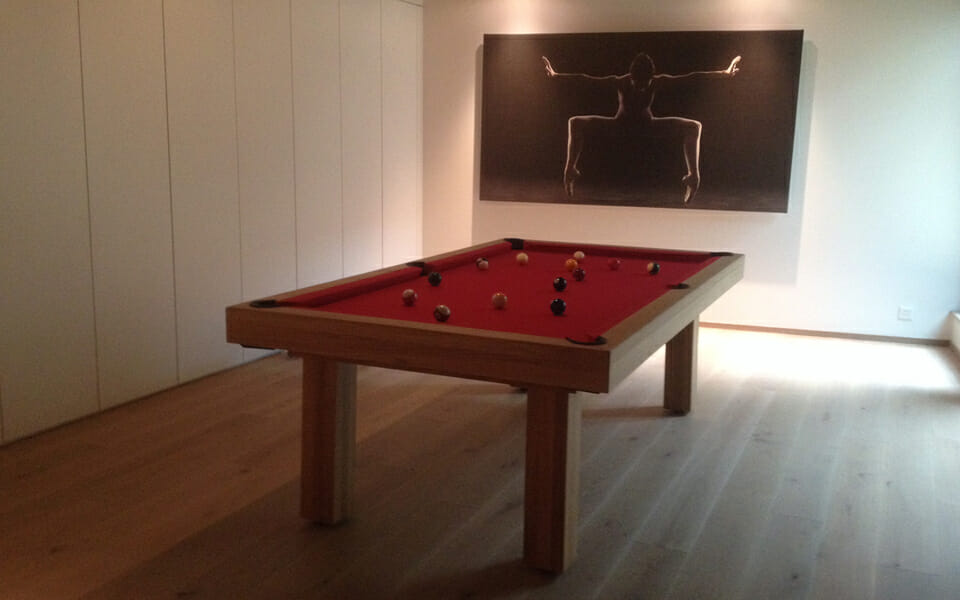 billard Purity en bois avec tapis rouge