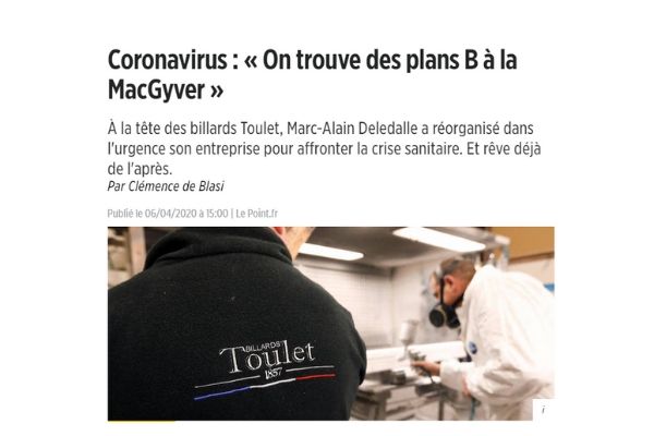Article Le Point – L&rsquo;adaptation de l&rsquo;entreprise Toulet face à la crise sanitaire.