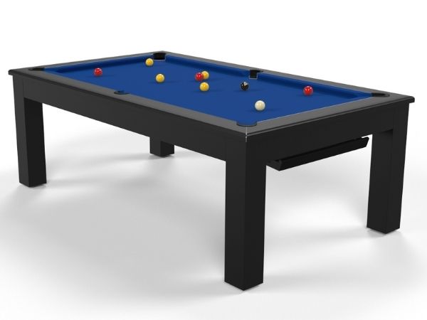 Table de billard noire tapis bleu pétrole - CL -Toulet