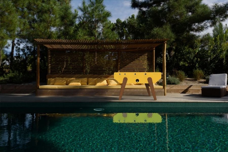 Yellow outdoor foosball table Specialist - Babyfoot By Toulet