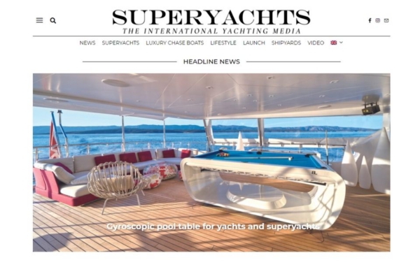 Le billard Blacklight pour yacht dans le magazine SuperYachts.