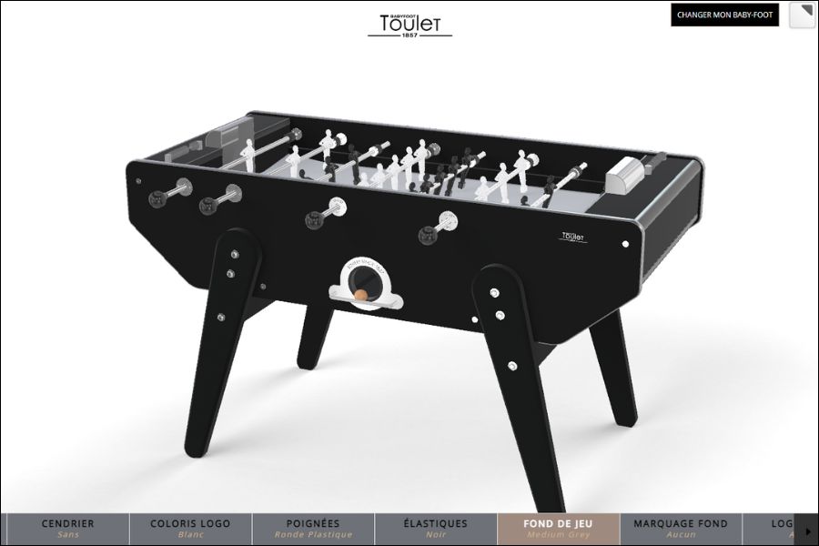 foosball table configurator augmented reality 3D Toulet