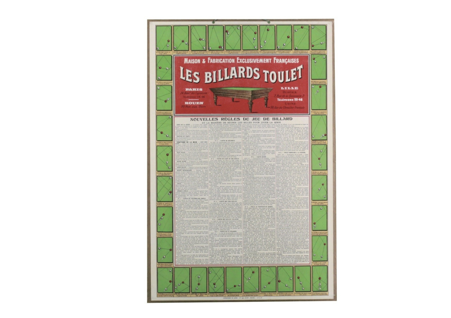 Affiche Rétro années 1890 Billards Toulet