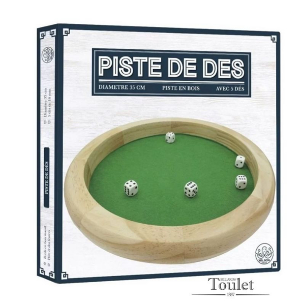 Piste de dés en bois massif feutrine verte – 35 cm