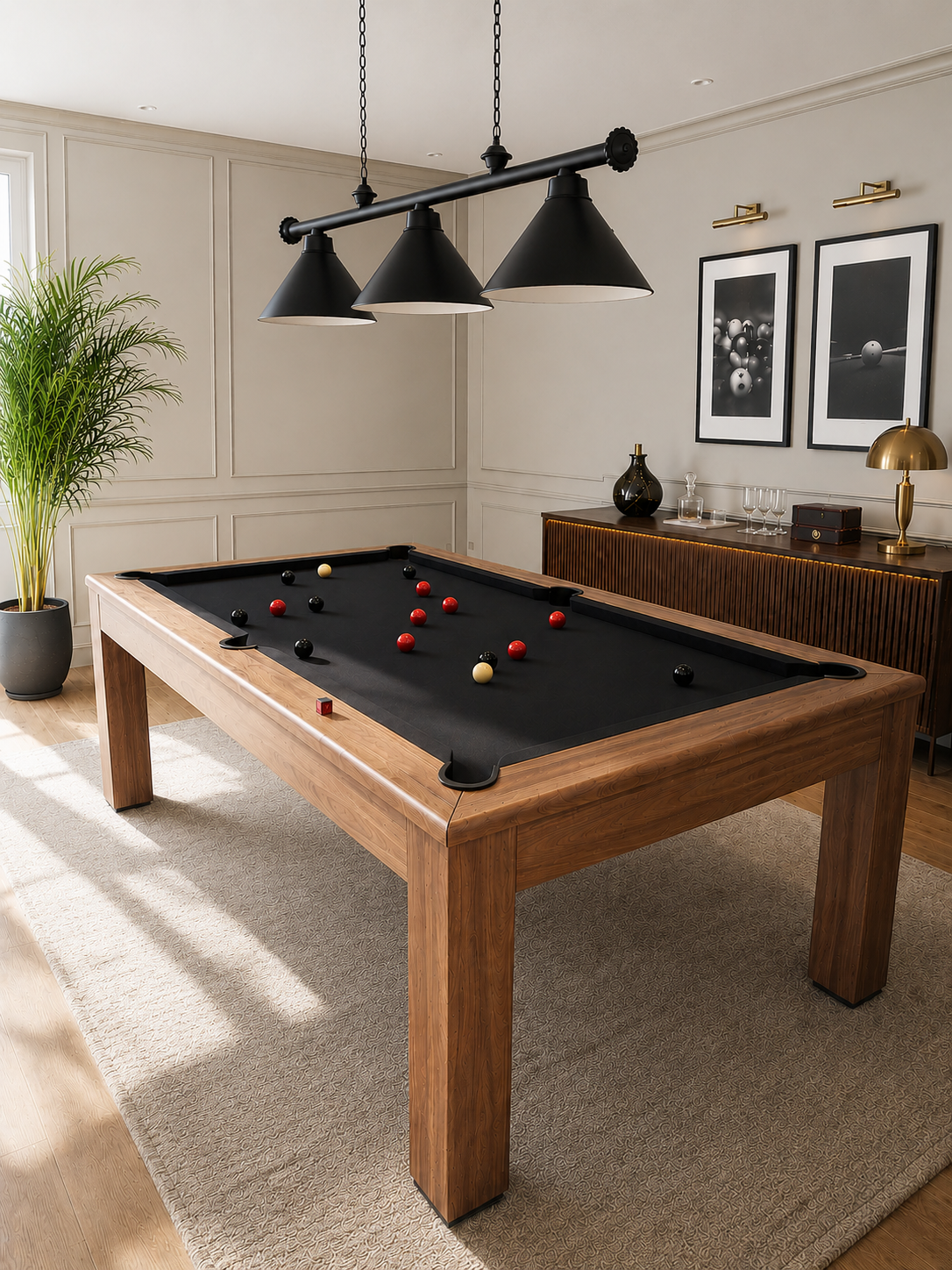 billard Cl teinte noyer tapis noir, billard anglais - Maison Toulet