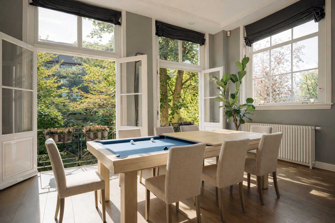 billard transformable en table à manger plateau bois Broadway - Maison Toulet