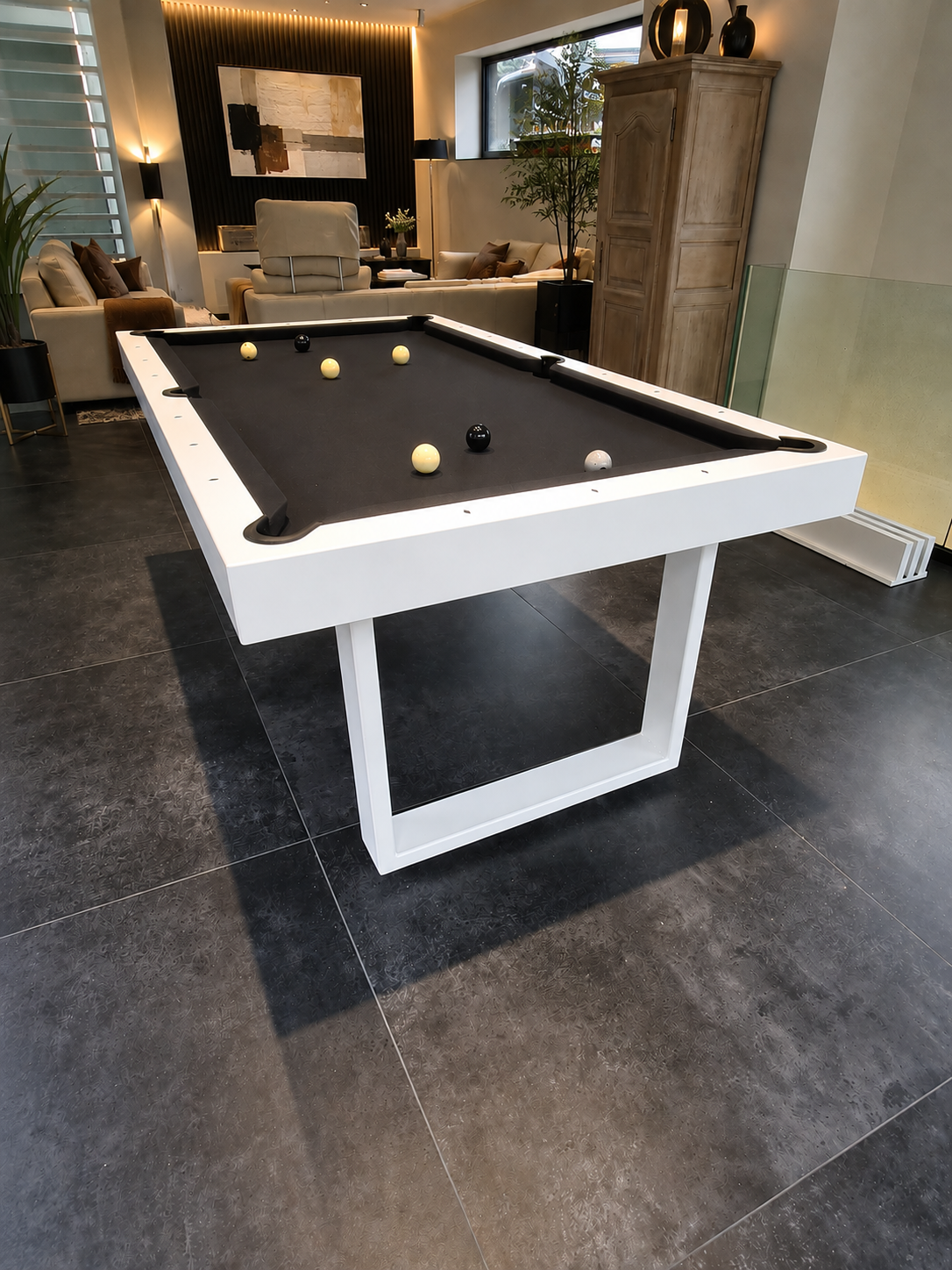 table de billard blanche Iron pieds droits américain - Toulet