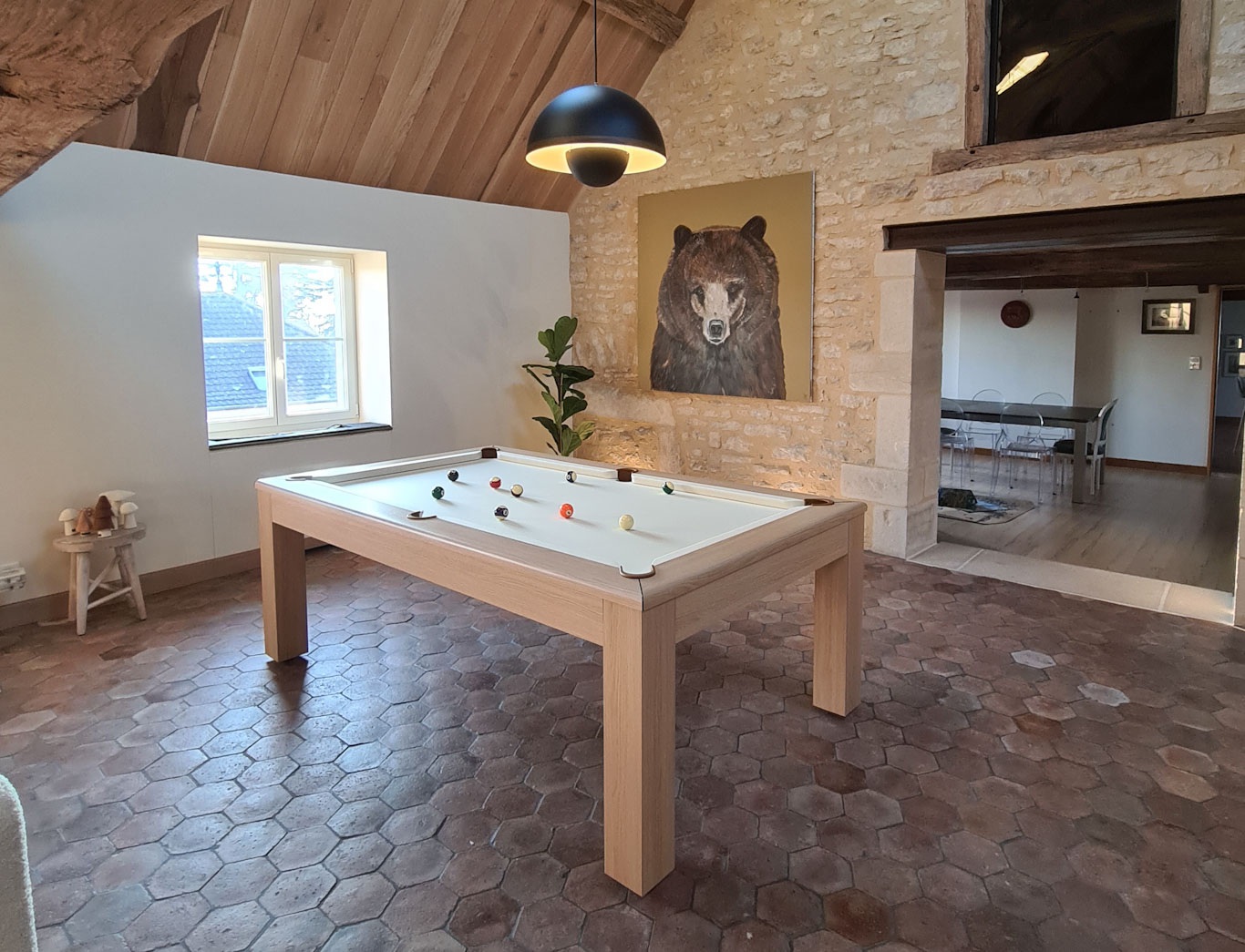 table de billard CL chêne tapis écru - Maison Toulet