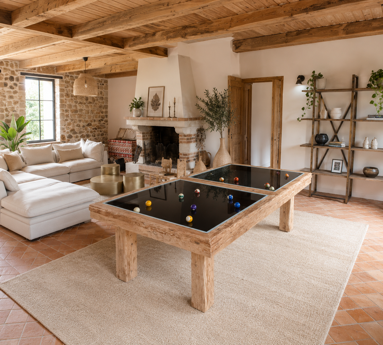 billard convertible en table à manger plateau bois Megève Toulet