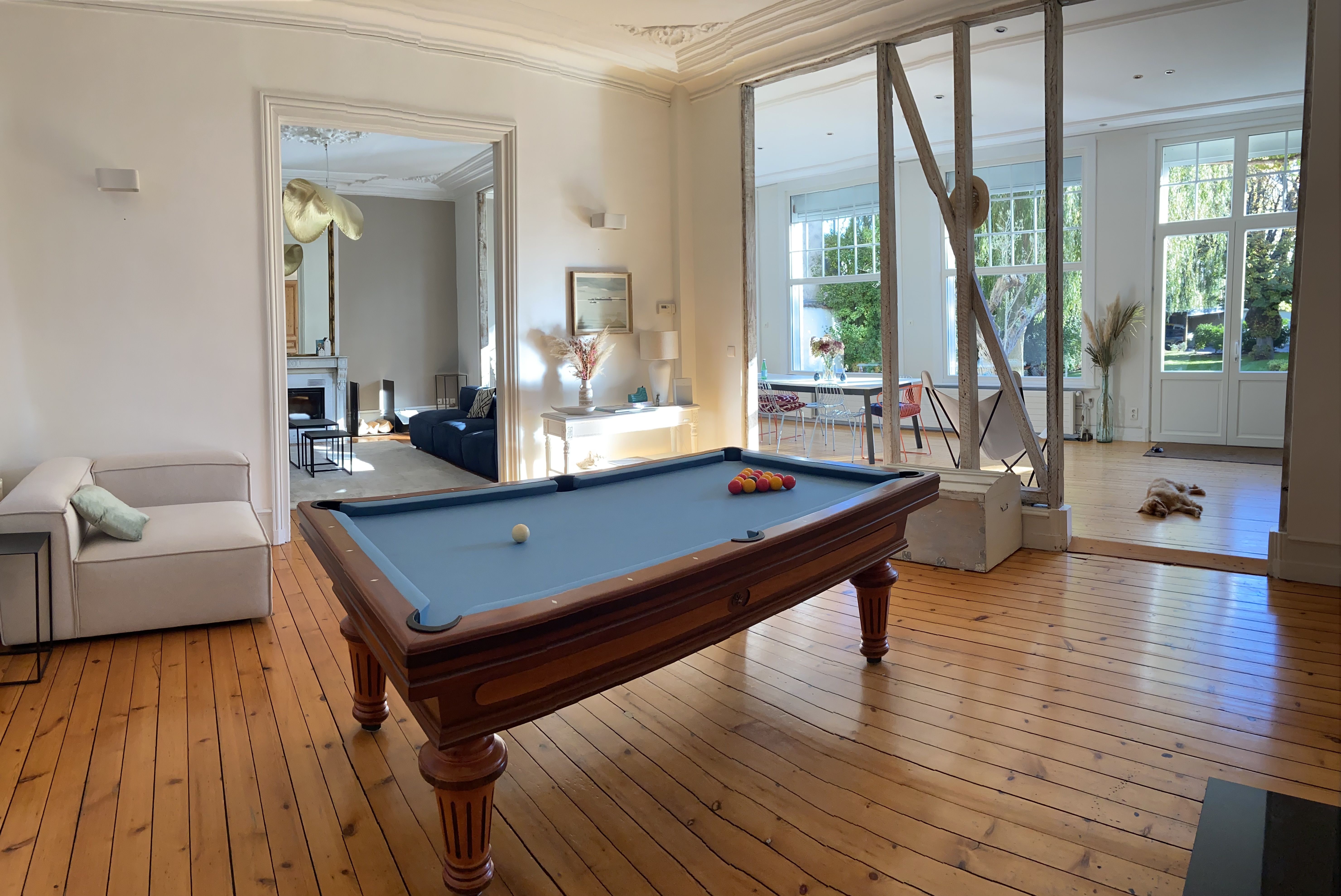 billard Empereur merisier tapis bleu poudre Toulet