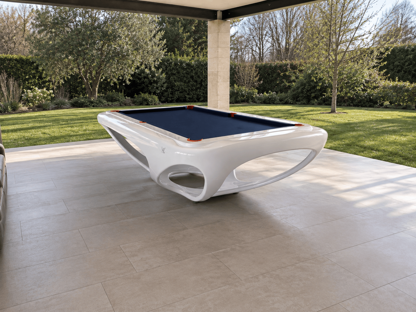 billard exterieur luxe Whitelight blanc sur terrasse Toulet