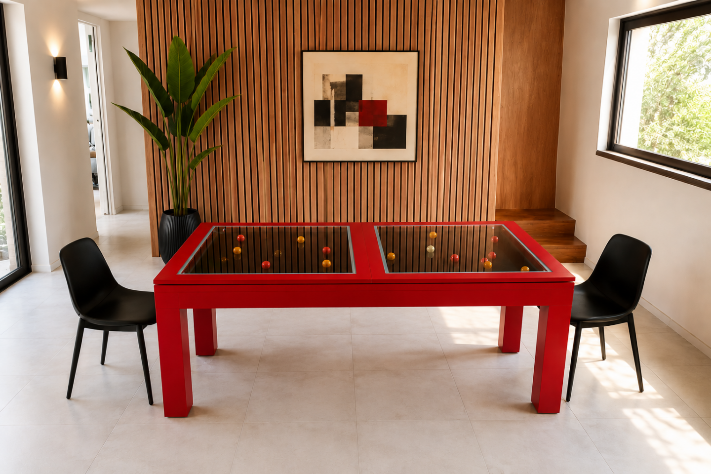 billard table à manger rouge personnalisable Pearly Toulet