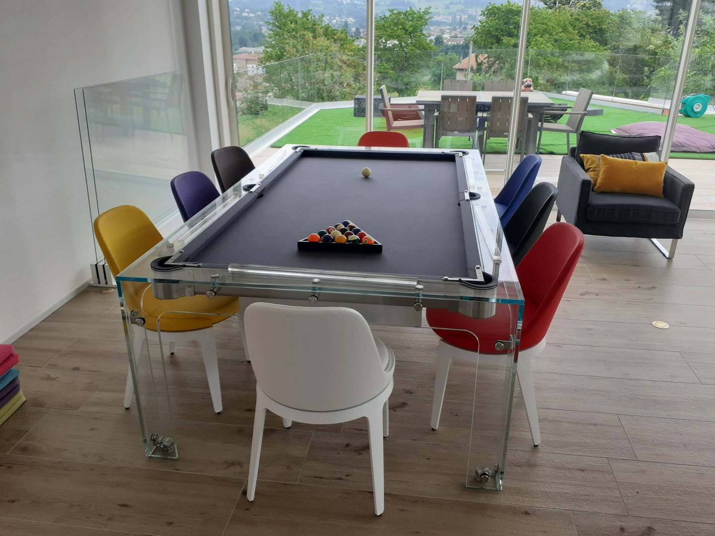 billard en verre convertible en table à manger luxe Carat Light Toulet