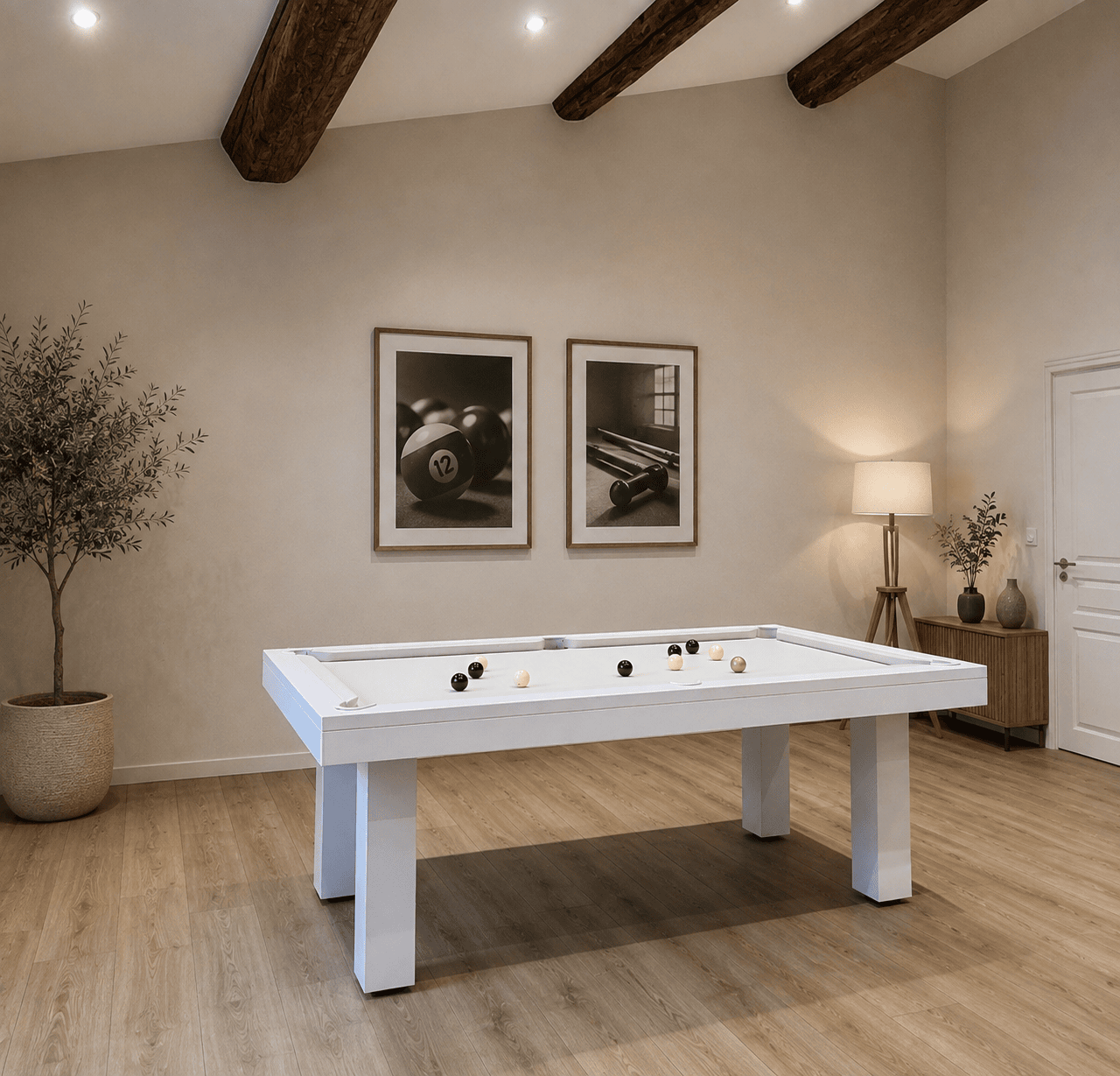 table de billard blanche américaine Purity moderne Toulet